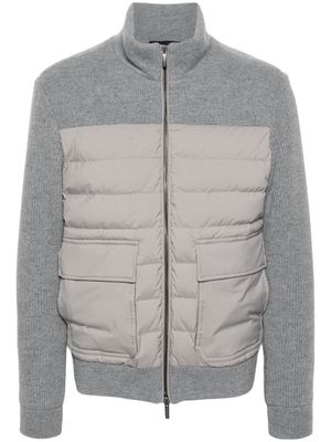 Peserico high-neck panelled jacket - Grey