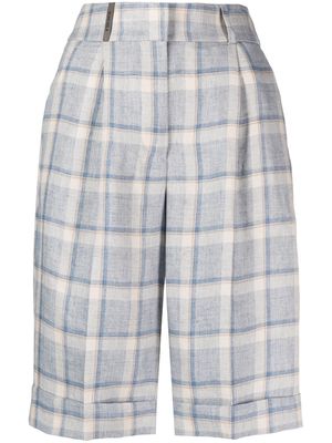Peserico high-waist linen shorts - Blue