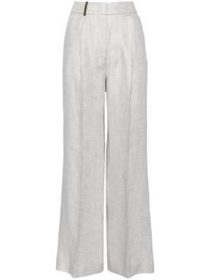 Peserico high-waist palazzo linen trousers - Grey