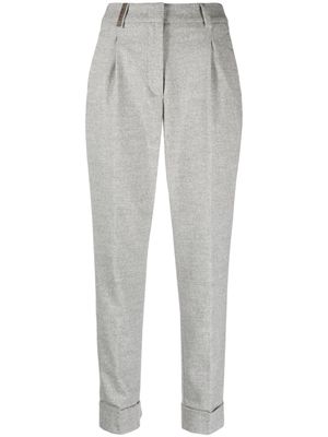 Peserico high-waist tapered cropped trousers - Grey