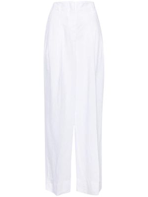 Peserico high-waist wide-leg linen trousers - White