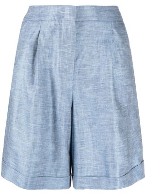 Peserico high-waisted linen shorts - Blue