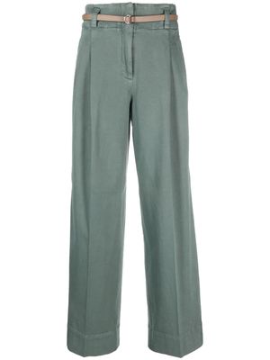 Peserico high-waisted wide-leg trousers - Green
