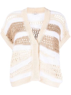 Peserico honeycomb knit short-sleeve cardigan - Neutrals