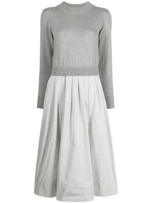 Peserico knitted-panel flared midi dress - Grey