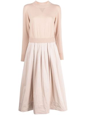 Peserico knitted-panel flared midi dress - Neutrals