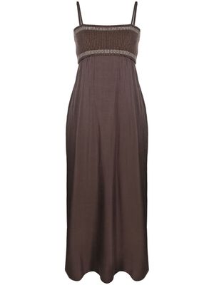 Peserico knitted-panel satin maxi dress - Brown