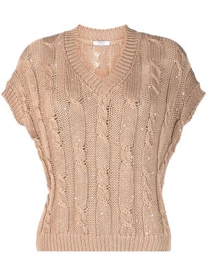Peserico knitted V-neck top - Neutrals