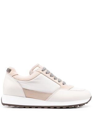 Peserico lace-up panelled sneakers - Neutrals