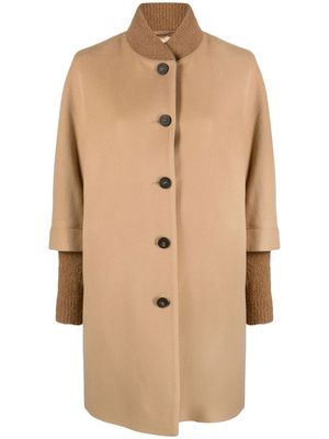 Peserico layered sleeves single-breasted coat - Brown