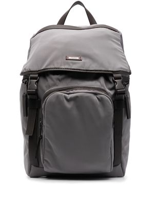 Peserico leather-trim double-buckle backpack - Grey