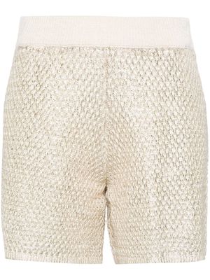 Peserico metallic-effect knitted shorts - Neutrals
