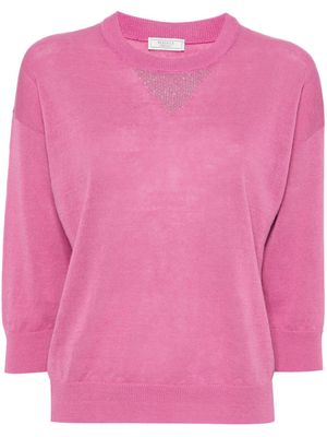 Peserico metallic-threading round-neck jumper - Pink