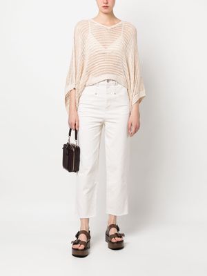Peserico open-knit cropped blouse - Neutrals