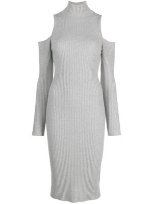 Peserico open-shoulder sleeves ribbed-knit dress - Grey