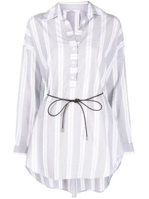 Peserico oversized stripe-print shirt - Grey