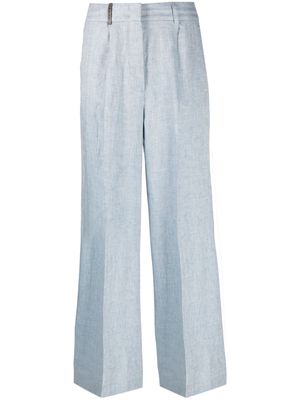 Peserico patch-detail linen palazzo pants - Blue