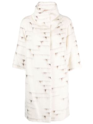 Peserico patterned-jacquard single-breasted coat - White