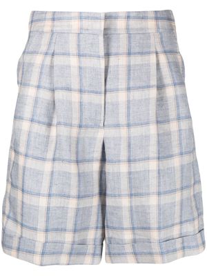 Peserico plaid-pattern linen bermuda shorts - Blue