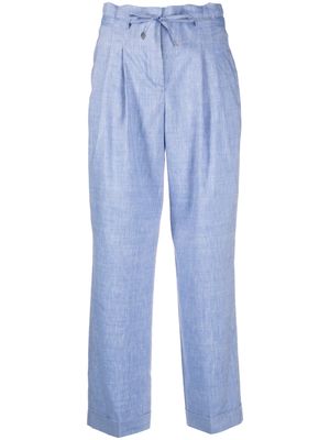 Peserico pleat-detail cropped trousers - Blue
