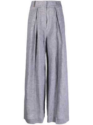Peserico pleat-detail wide-leg trousers - Grey