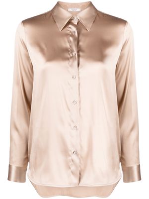 Peserico pointed-collar silk shirt - Brown
