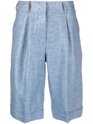 Peserico pressed-crease linen shorts - Blue