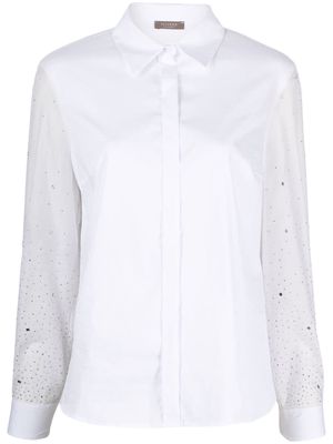Peserico rhinestone-embellished cotton-blend shirt - White