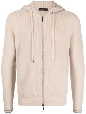 Peserico ribbed-knit hooded cardigan - Neutrals