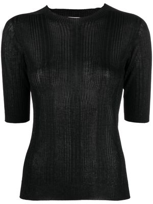 Peserico ribbed-knit short-sleeve top - Black