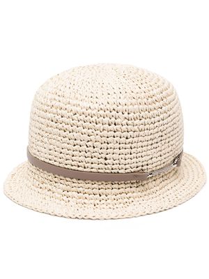 Peserico ribbon-band raffia sun hat - Neutrals