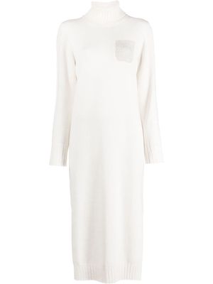 Peserico roll-neck knitted jumper dress - White