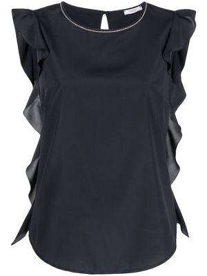 Peserico ruffle-trim sleeveless blouse - Blue