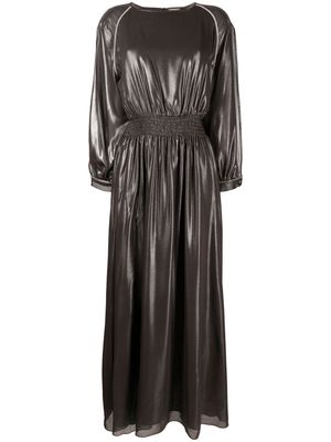 Peserico satin-finish rhinestone-embellished long dress - Brown