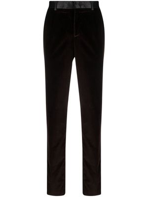 Peserico satin-trim velvet tailored trousers - Brown