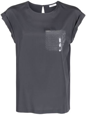 Peserico sequin-detail T-shirt - Grey