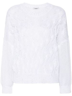 Peserico sequin-embellished cable-knit jumper - White