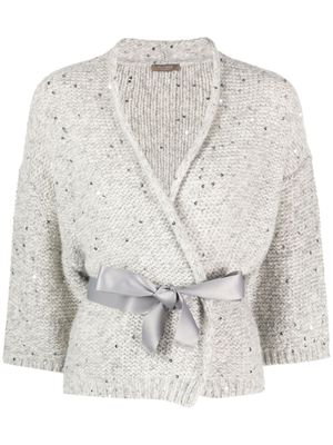 Peserico sequin-embellished knitted cardigan - Grey