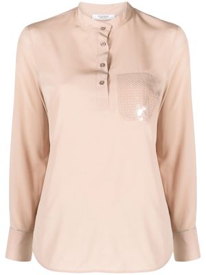 Peserico sequin-embellished pocket buttoned shirt - Pink