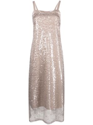 Peserico sequined translucent dress - Neutrals