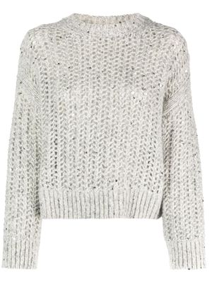 Peserico sequinned open-knit jumper - Grey