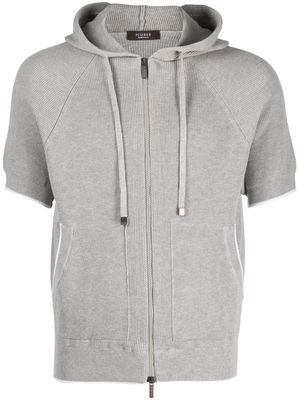 Peserico short-raglan sleeve cotton hoodie - Grey
