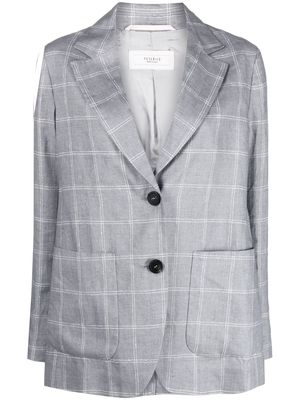 Peserico single-breasted checked linen blazer - Grey