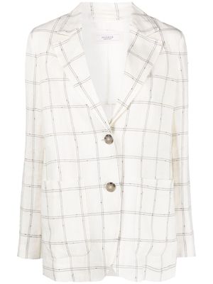 Peserico single-breasted checked linen blazer - White