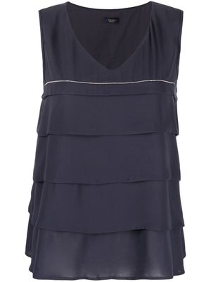 Peserico sleeveless tiered blouse - Blue