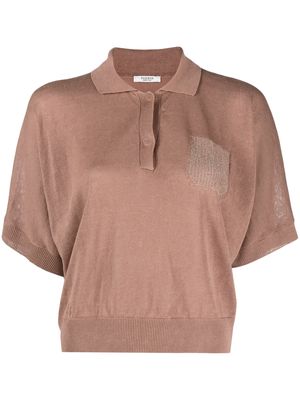 Peserico slouchy knit polo top - Brown