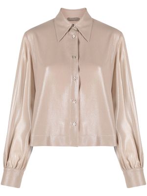 Peserico spread-collar cropped georgette shirt - Neutrals