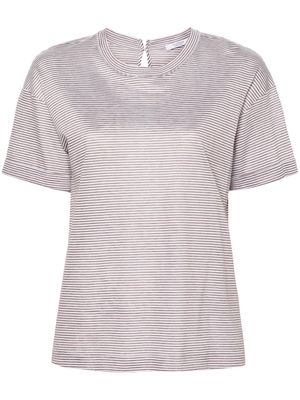 Peserico stripe-detail T-shirt - Brown