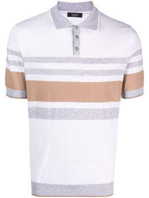 Peserico stripe-pattern cotton polo shirt - White
