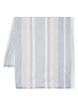 Peserico stripe-pattern fringed scarf - Blue